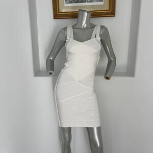 STRETTA Body-Con Bandage Mini dress White Size XS